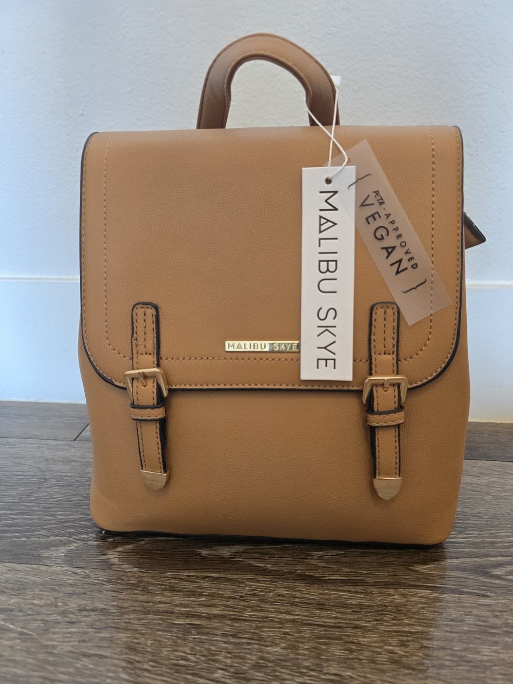 Malibu Skye Vegan Tan Camel Mini Backpack
